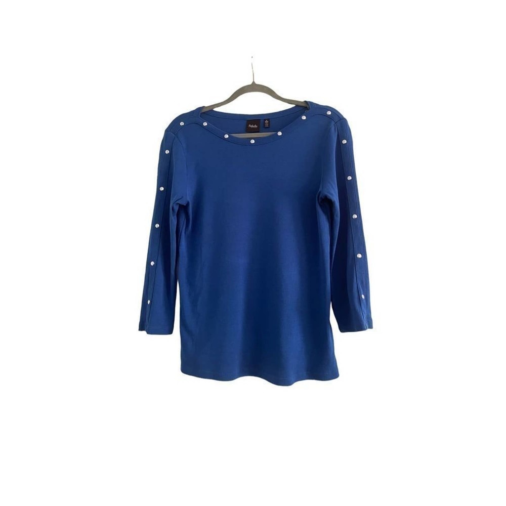 Rafaella Boatneck 3/4 Sleeve Tee Shirt Top Blue‎ S